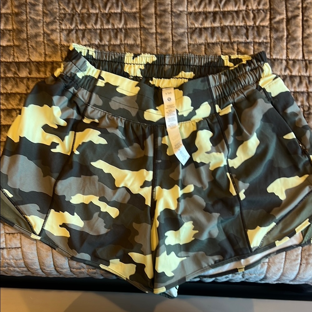 lululemon athletica Yellow and Black Camo Shorts